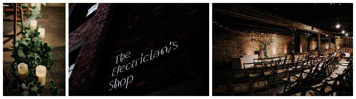 the electricians shop neon sign and ceremony room