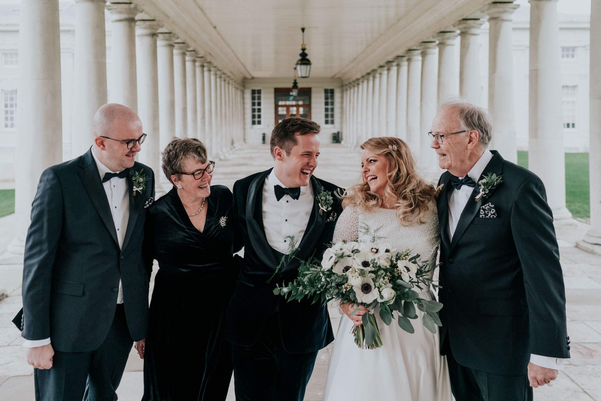 family group photography at queens house colonnade