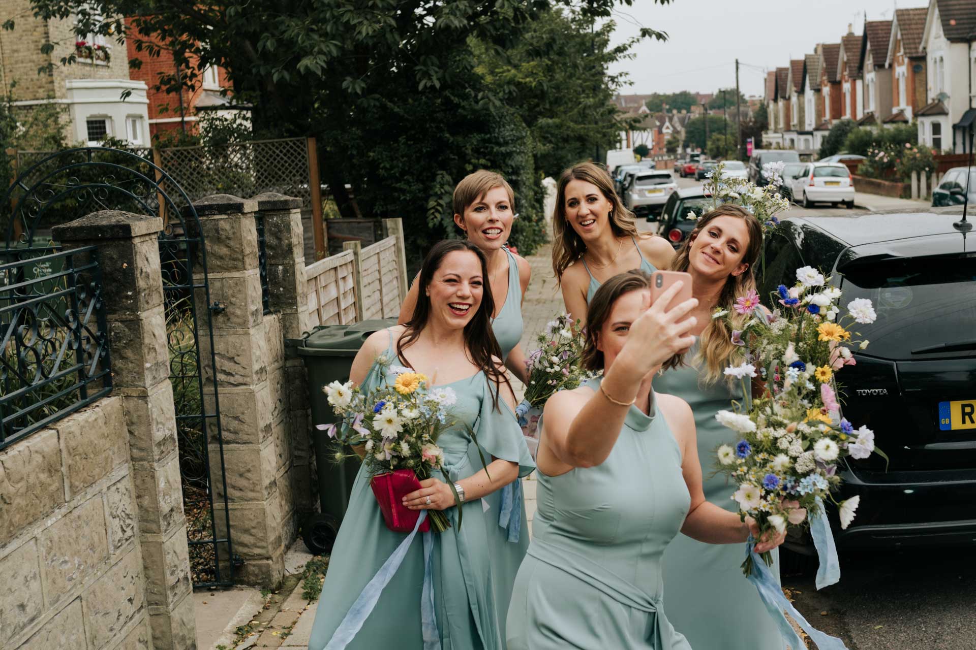 bridesmaids taking a selfie