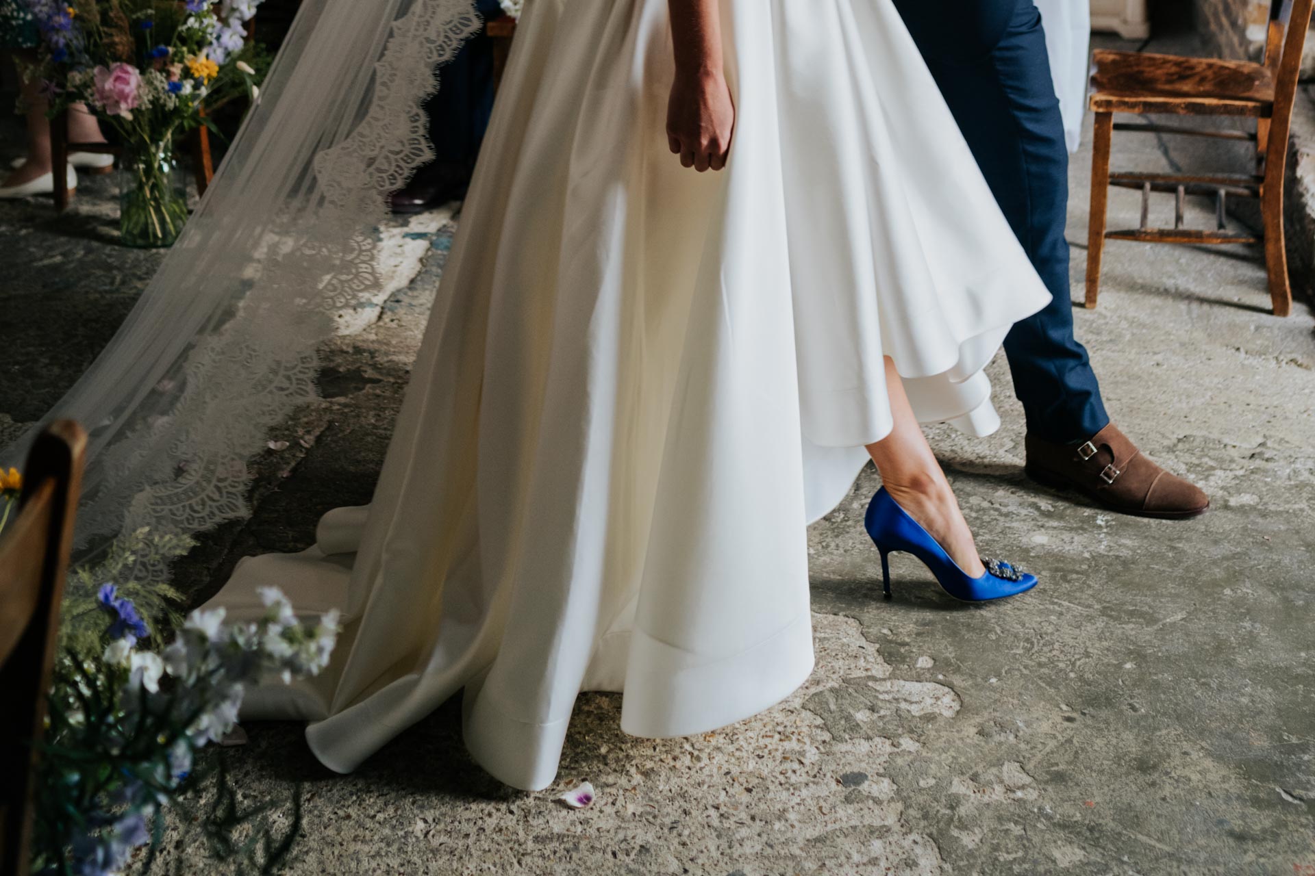 blue wedding shoe