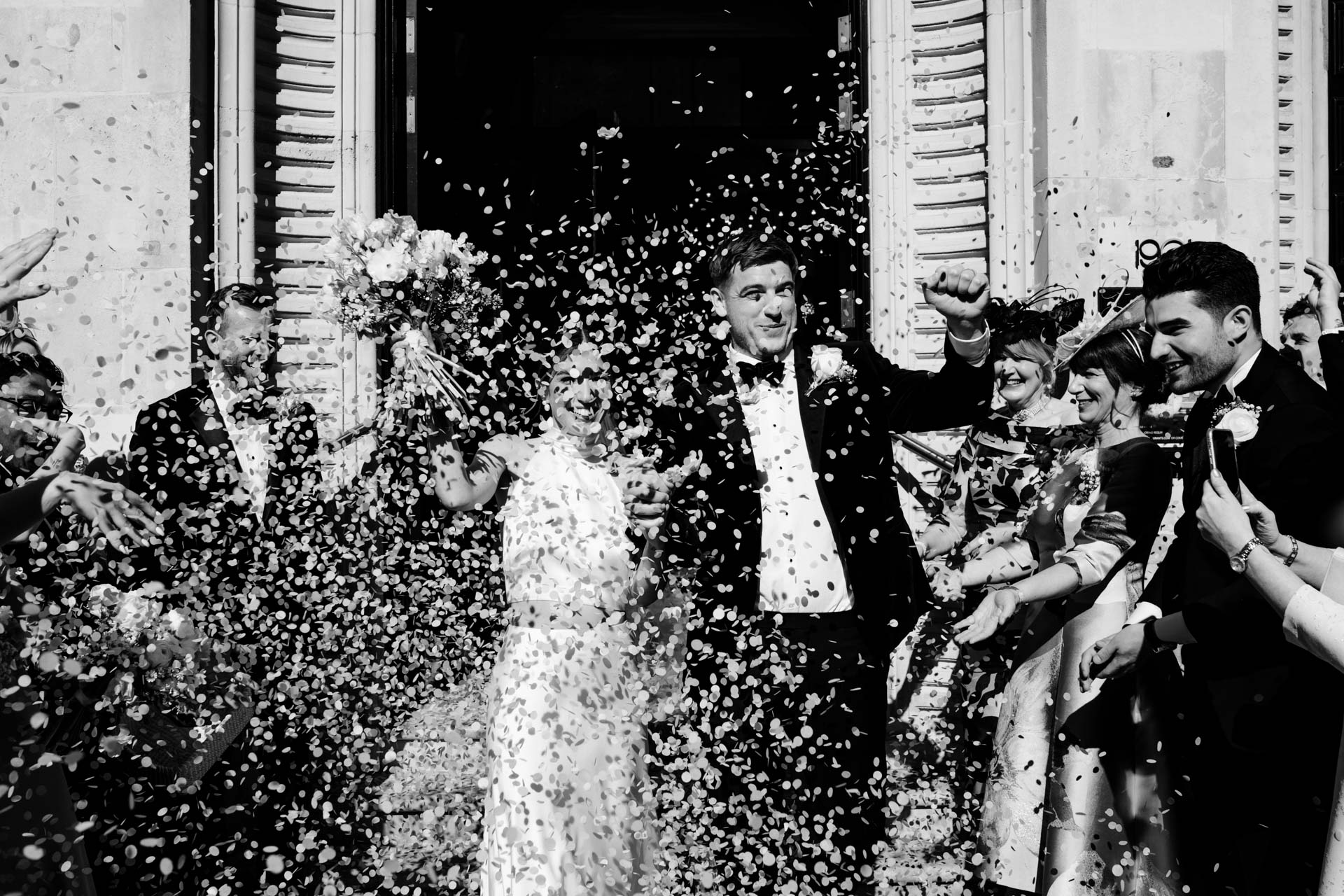 confetti in black and white