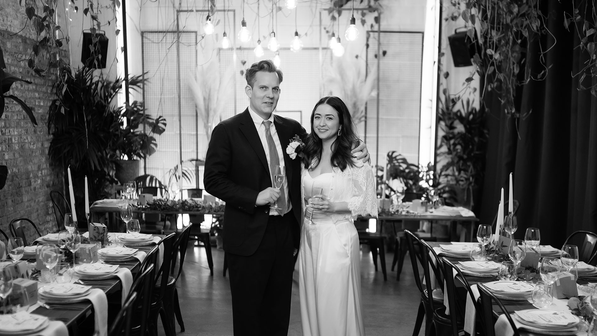 bride and groom in hackney co wedding venue