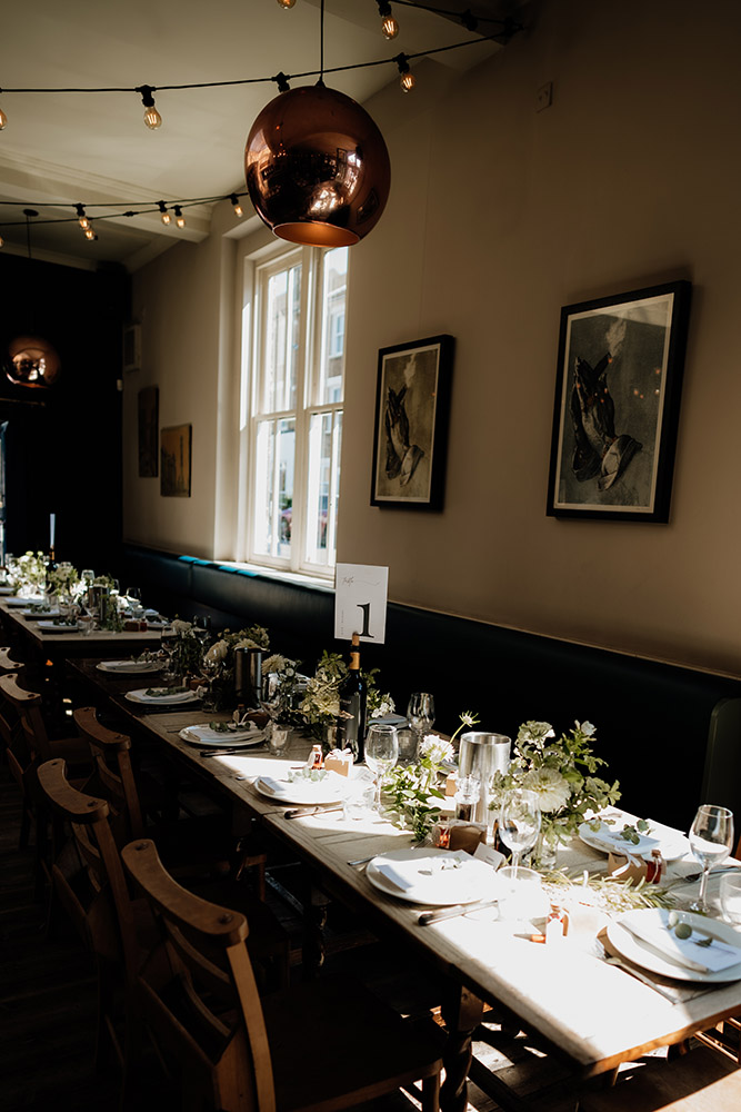 lordship pub wedding venue in south london table decor for a relaxed reception 