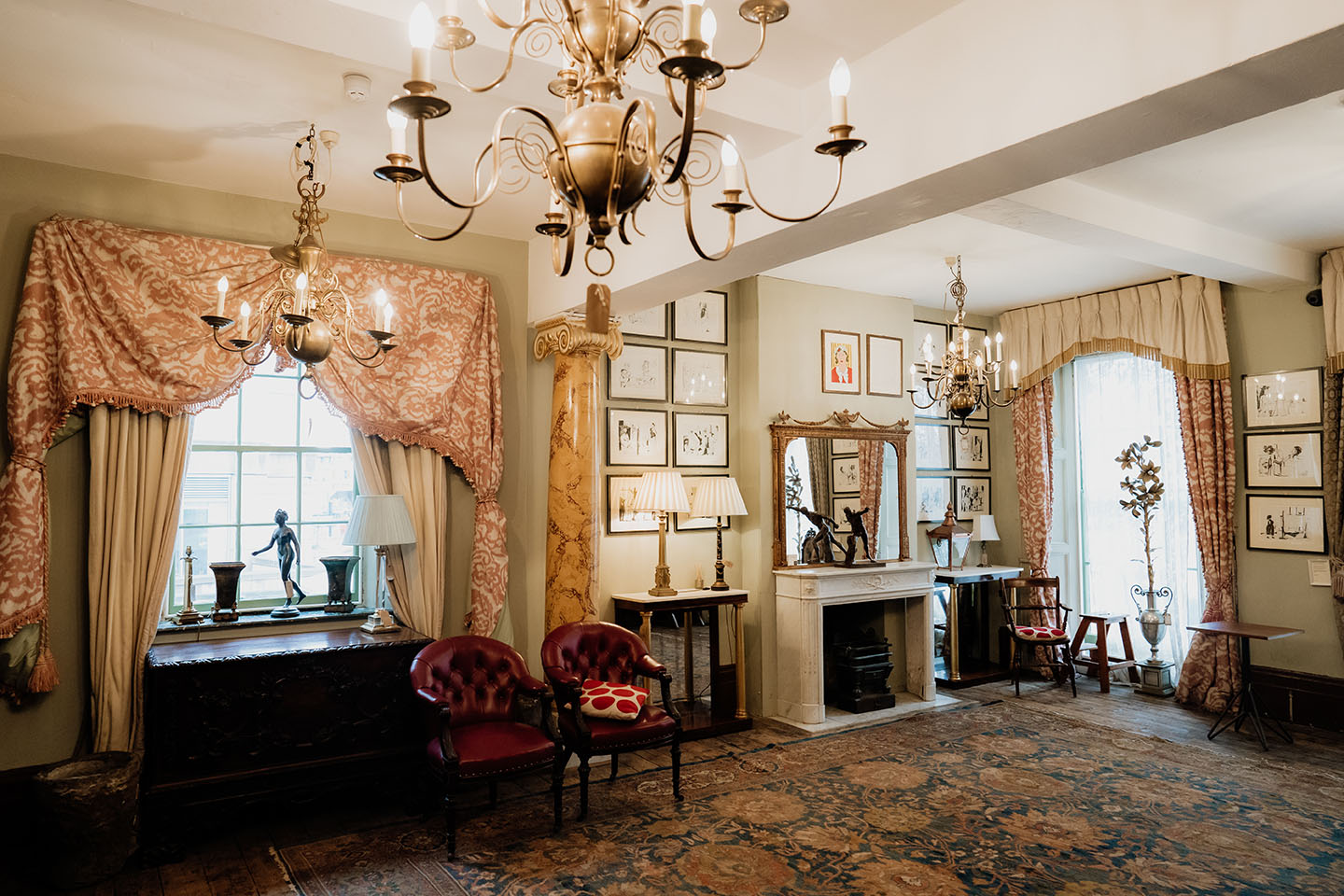 historic room of Brunswick house wedding venue, empty ready for wedding guests