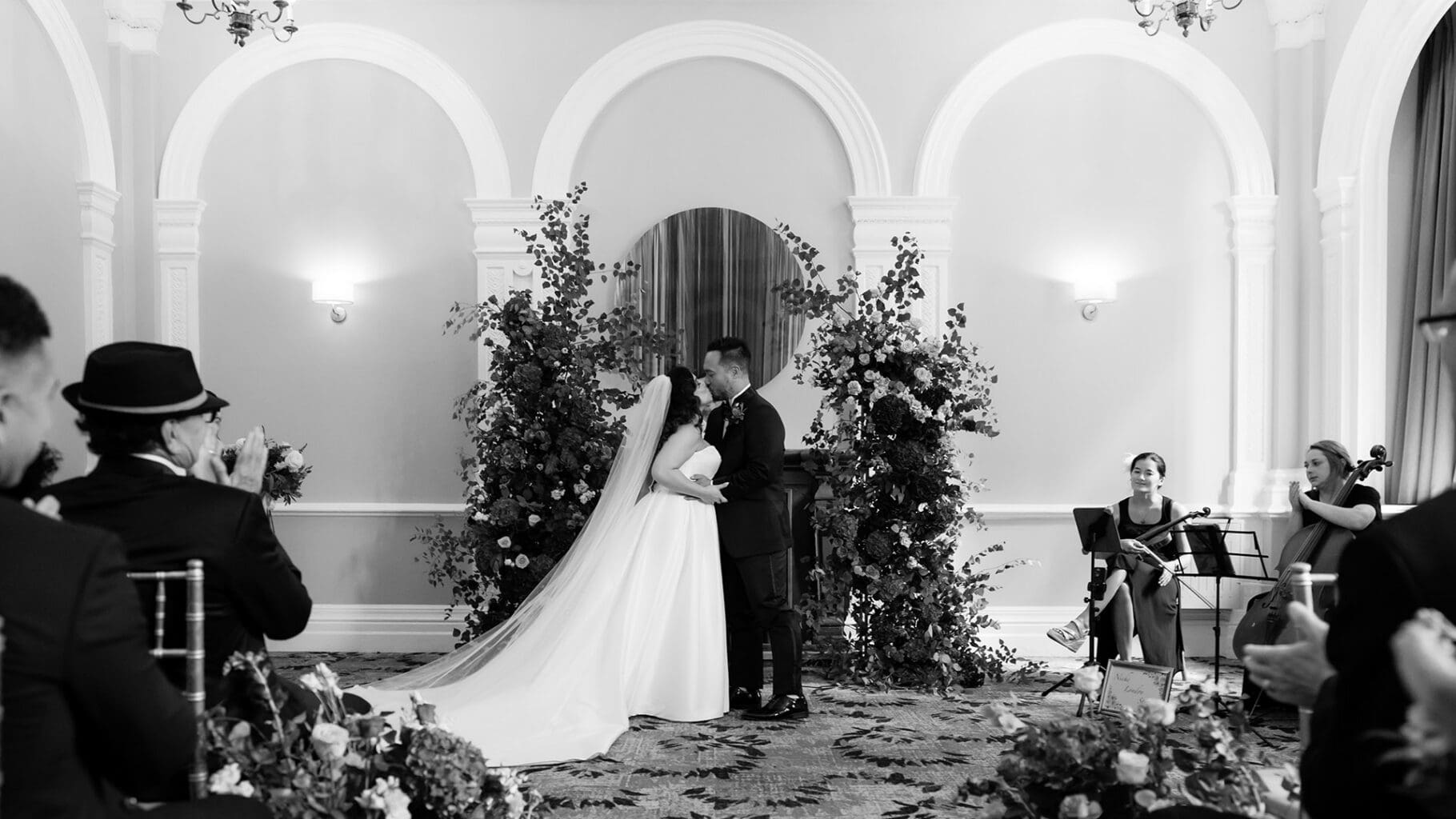 First Kiss at Andaz Hotel London wedding photography