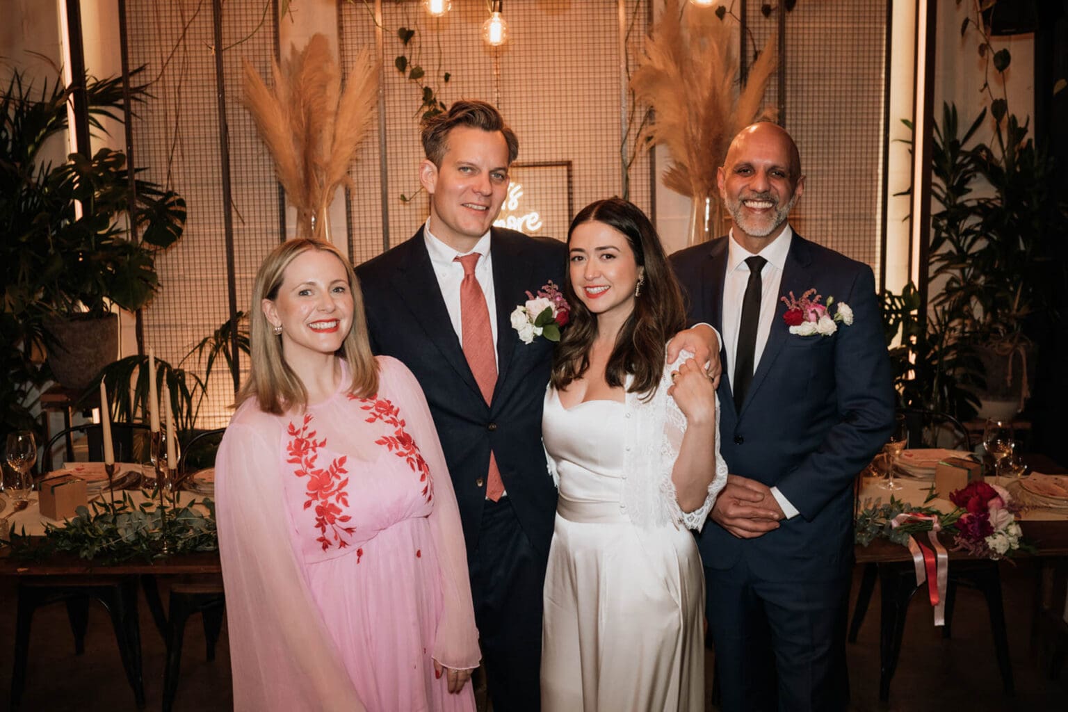 indoor family group photo taken by wedding photographer in london hackney venue