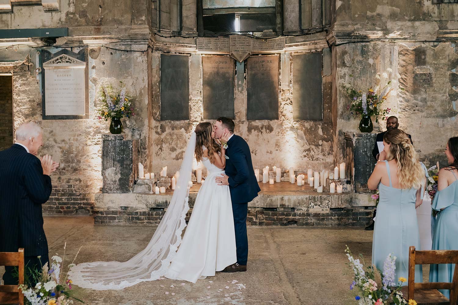 FIRST KISS AT ASYLUM CHAPEL CEREMONY